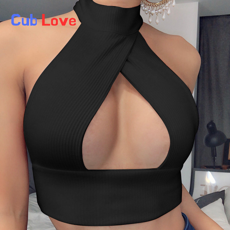 Dây quấn ngực hở lưng hở lưng hở lưng hở ngực gợi cảm màu trơn cổ tròn cho nữ