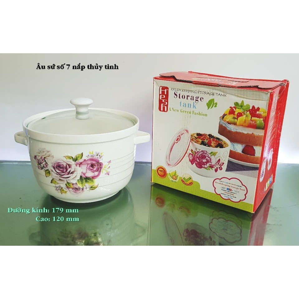 ÂU SỨ ĐỰNG CƠM CANH NẮP KÍNH