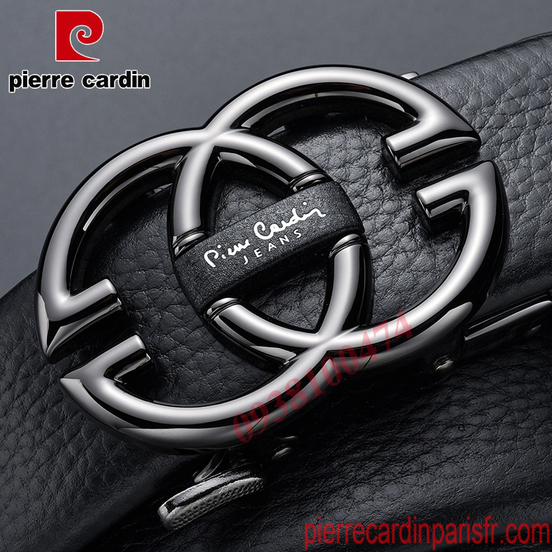 Thắt lưng Pierre Cardin chính hãng mặt khóa tròn dây da bò thật khóa chốt tự động PCJ1087