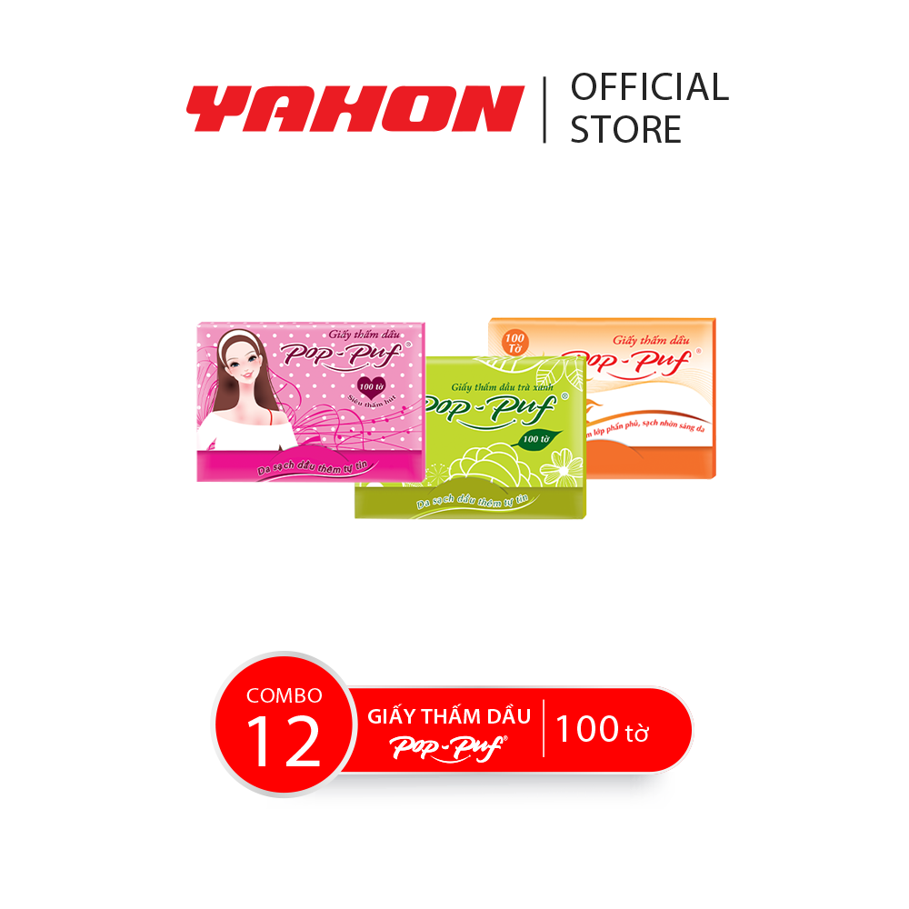 Combo 12 hộp giấy thắm dầu pop-puf , 100 tờ/hộp