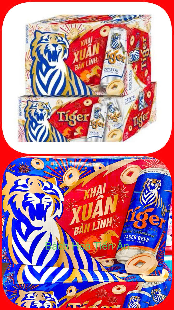 Thùng 24 lon Bia Tiger Bạc -Nâu 330ml-Bao Bì Xuân Tết 2026 – Bia Nhẹ Mát Lạnh, Dễ Uống, Thiết Kế Sang Trọng