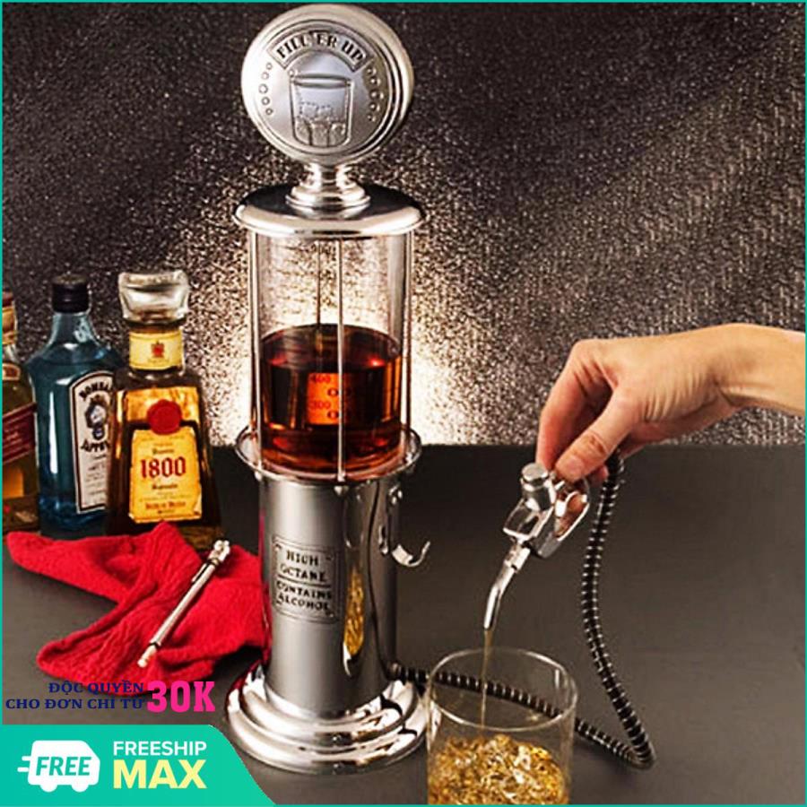 Bình Rót Nước Cây Xăng 1 Vòi 1 Lít - Bình rót rượu cây xăng 1 vòi 1 lít - Bình Rót Rượu Trong Suốt Mở Bia Máy, Bơm Rượu Rót Bình Chứa Hình Cây Xăng