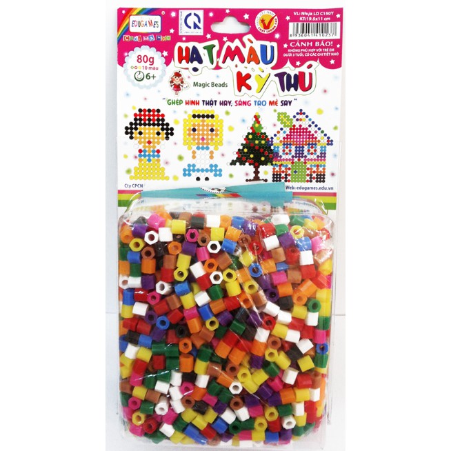 [HCM]Đồ chơi xếp hình Hạt màu kỳ thú túi 80g 10 màu - Phát triển kỹ năng sáng tạo ở trẻ - Vui chơi cùng bé cả nhà thêm vui