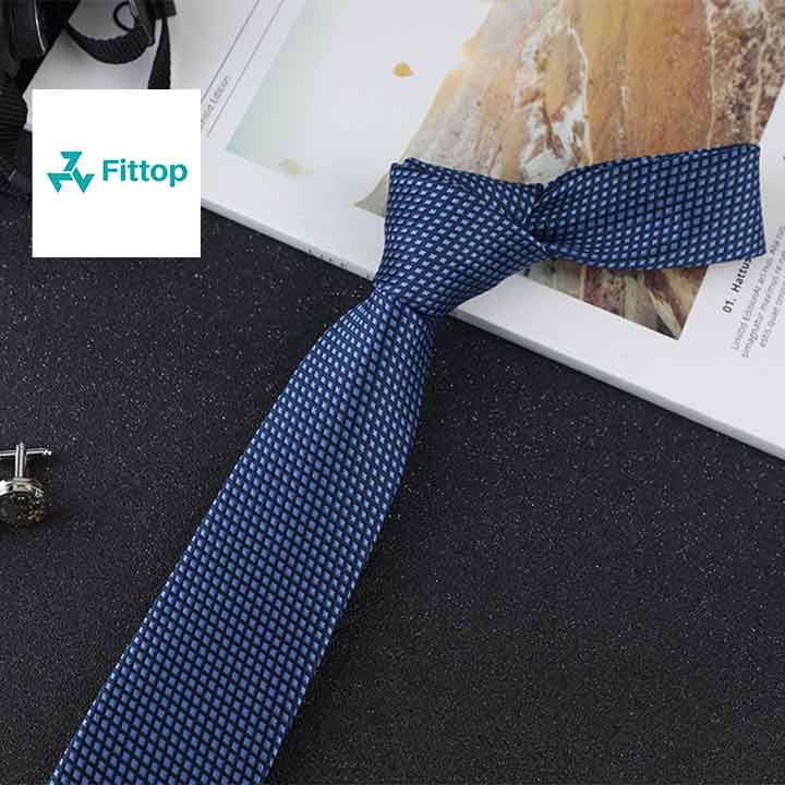 Cà vạt nam cao cấp xanh chấm bi trẻ trung thời trang 7cm fittop cavat-205