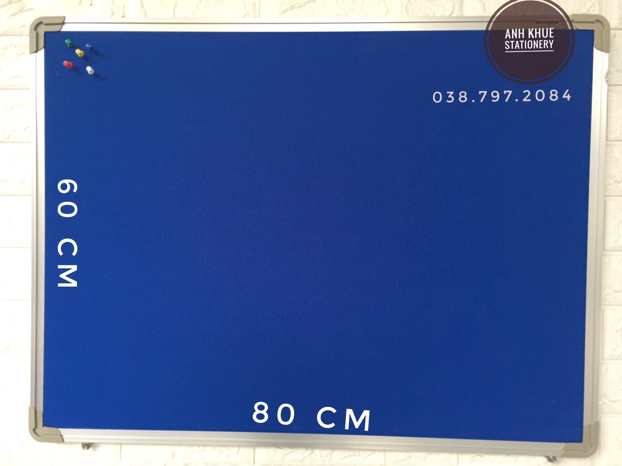 [FREESHIPMAX 2022] Hàng Hot - Bảng ghim nỉ  xanh dương 60x80cm Tặng kèm ghim ngũ sắc - Văn Phòng Phẩm Anh Khuê
