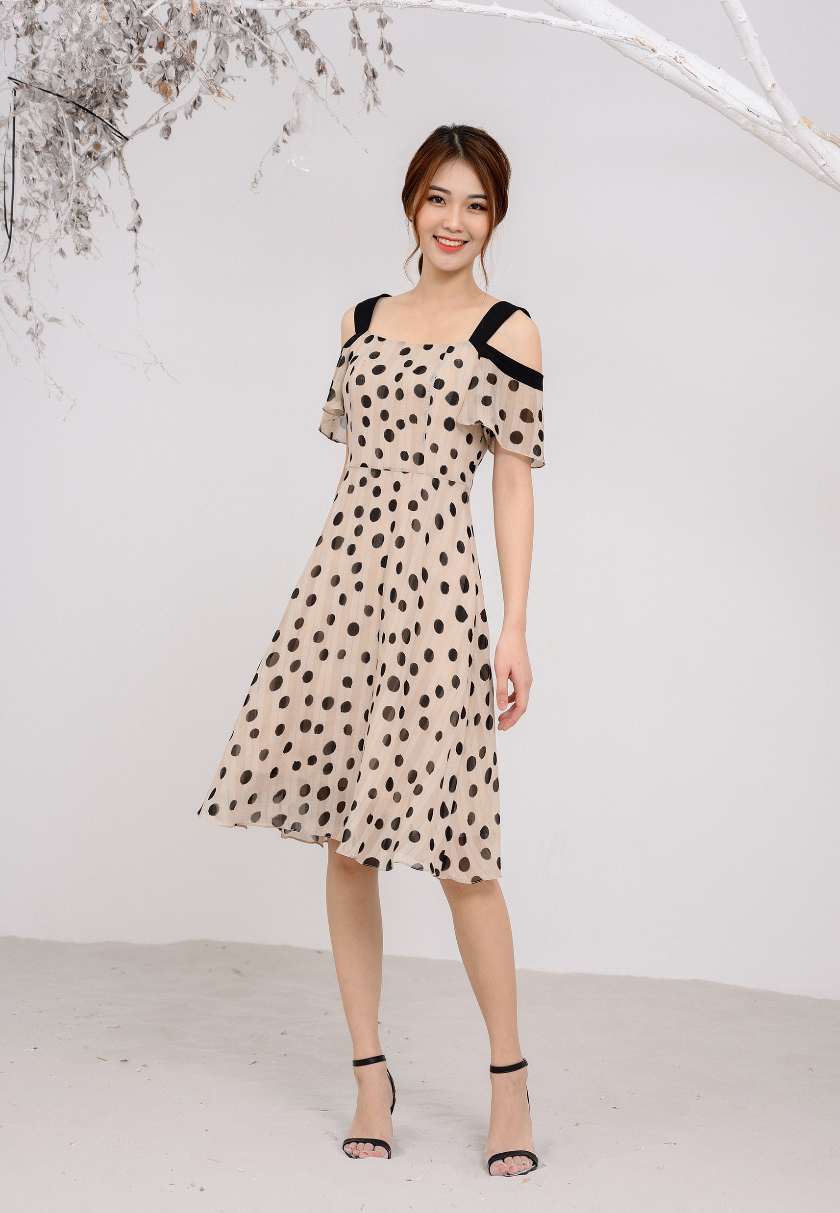 Đầm trễ vai mila nhiều màu 20dk085be