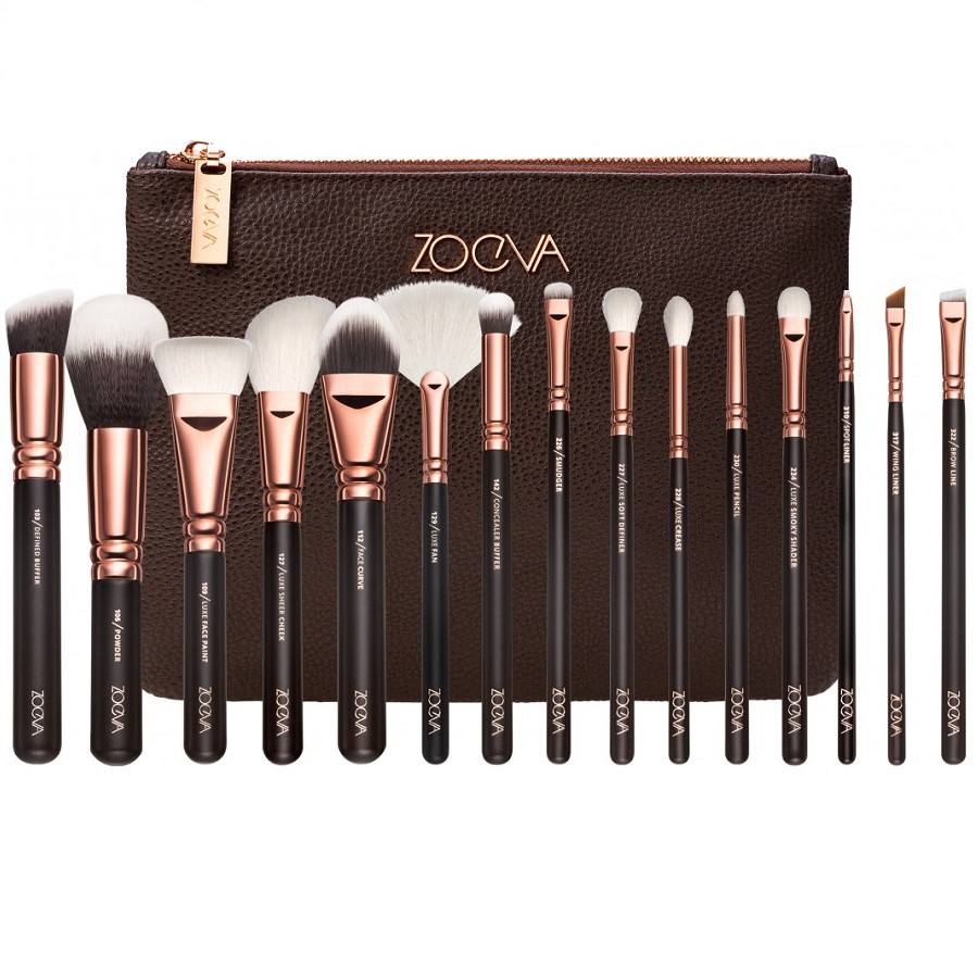 Bộ cọ trang điểm zoeva 15 cây cán vàng, đầy đủ chức năng makeup, lông cọ mềm, tay cầm thoải mái