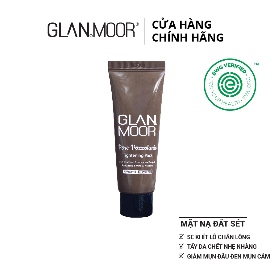 Mặt Nạ Đất Sét Se Khít Lỗ Chân Lông, Giảm Mụn Đầu Đen GLAN MOOR Pore Pozzolanic Tightening Pack Mini Size 20gr - Glan Moor VN
