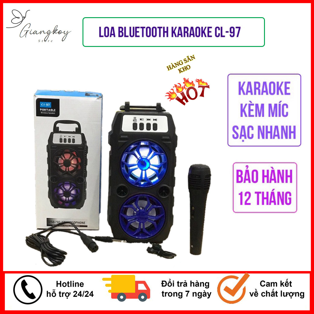 Loa Bluetooth Mini Kèm Mic Hát Karaoke CL 97 Chính Hãng - Tặng Míc Hát Hay