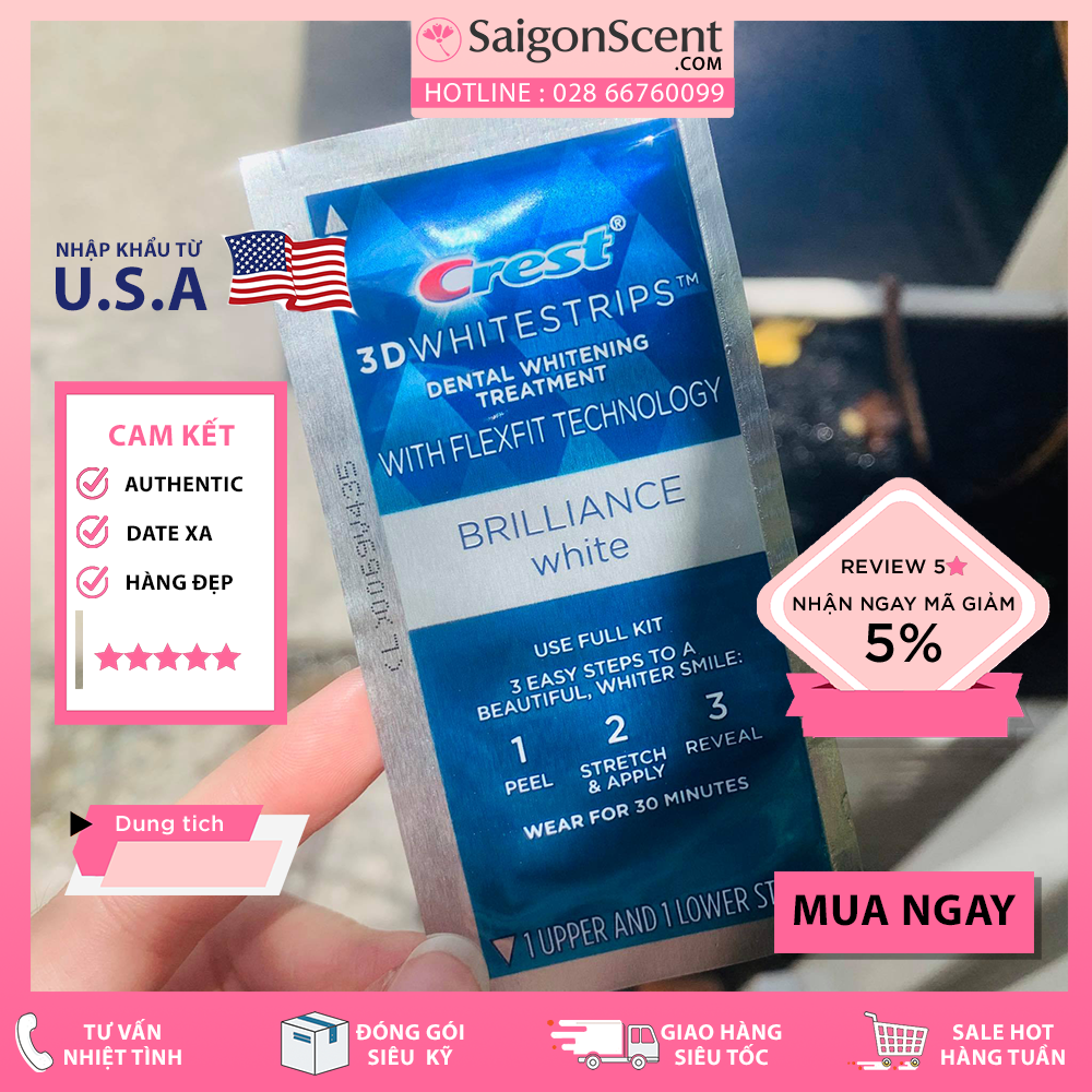 [HSD 10/2023][Tách lẻ] Dán trắng răng Crest 3D White