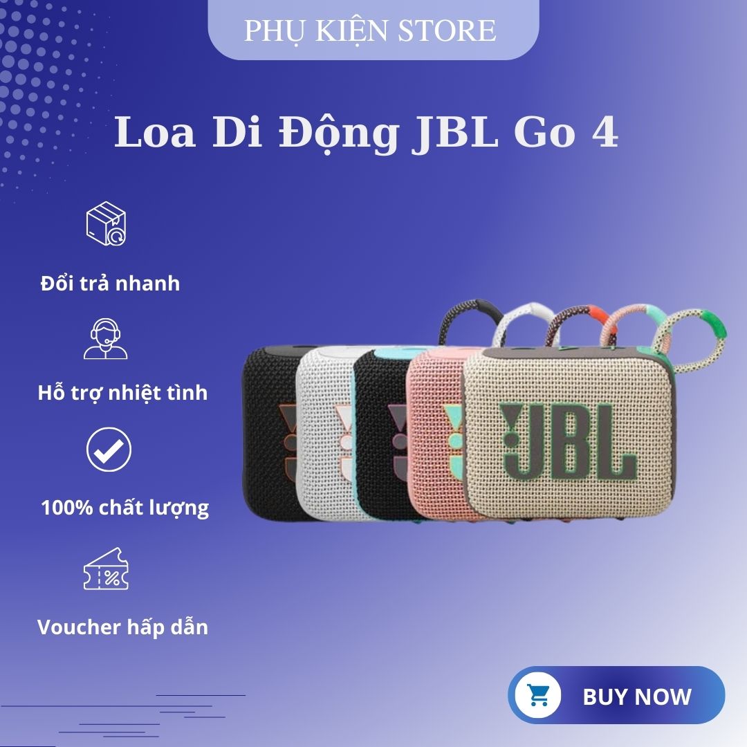 [New 2024] Loa Bluetooth Không Dây JBL Go3. Go4 Chống Nước và Bụi IP67 - Công Suất 4.2W - Bluetooth 5.3 - Bảo Hành 12T