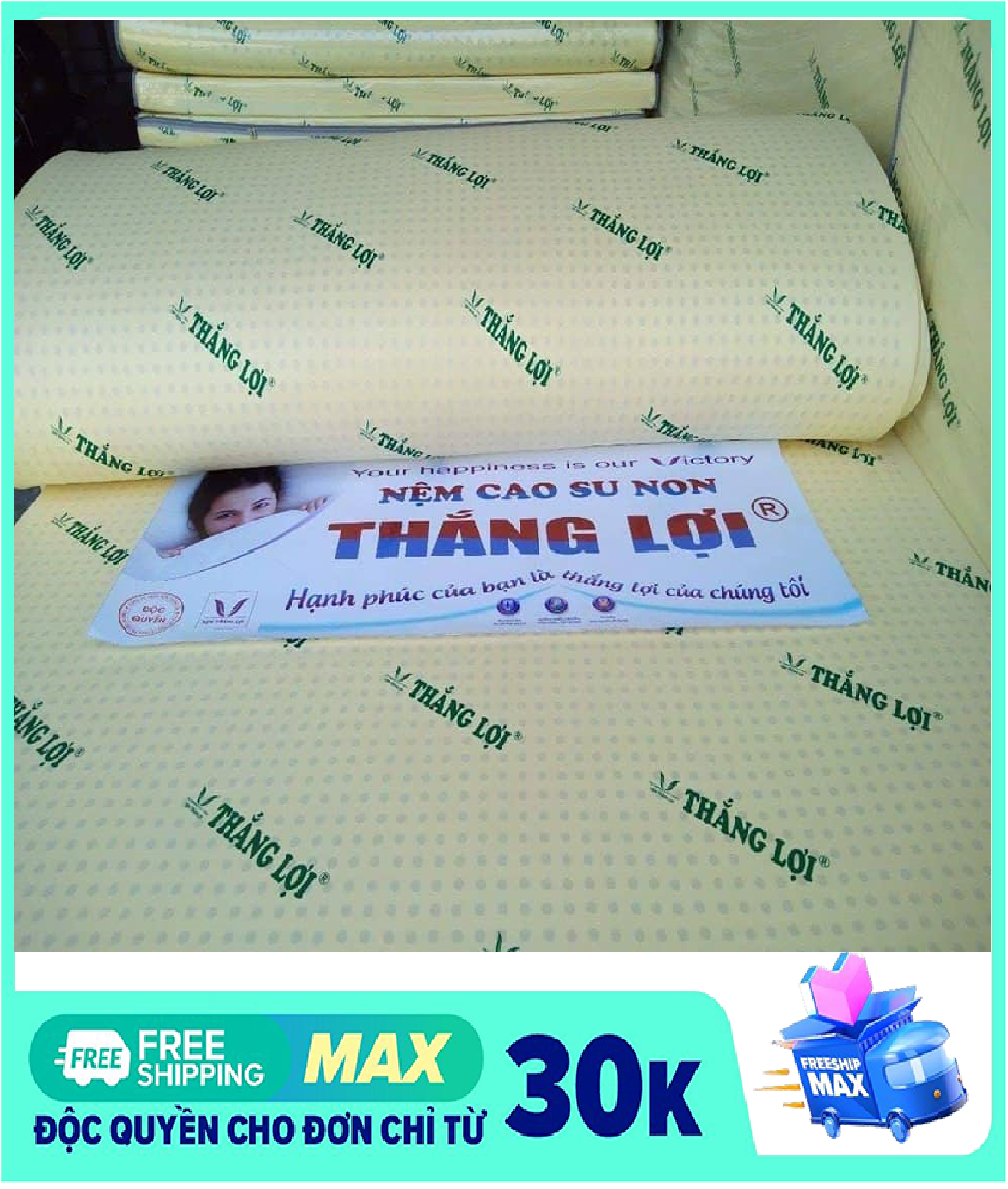 Nệm cao su non Thắng Lợi size 1m2 x 2m x 5cm cao cấp HÀNG CHÍNH HÃNG