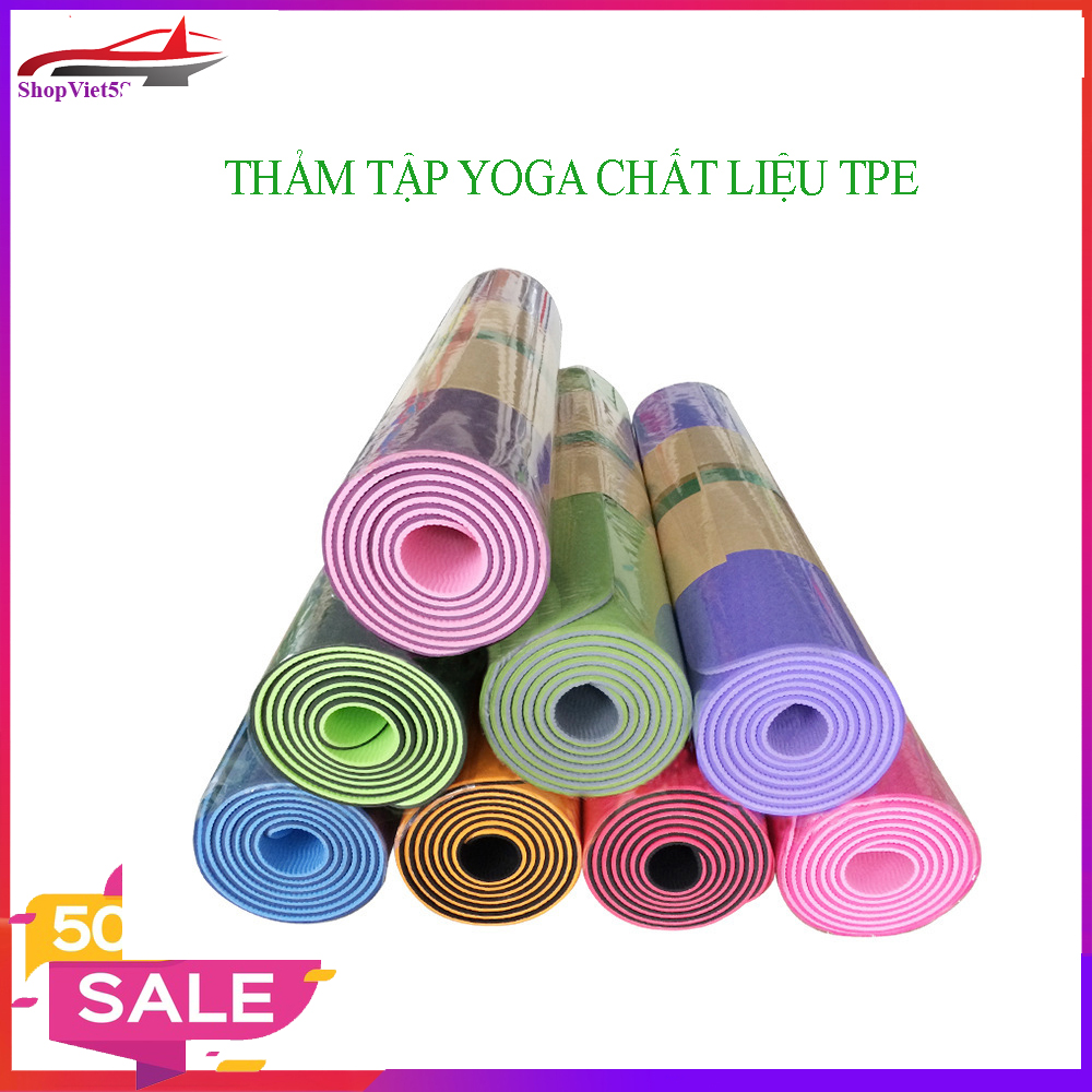 Thảm tập yoga 2 lớp siêu bền đẹp, sử dụng chất liệu TPE an toàn khi sử dụng