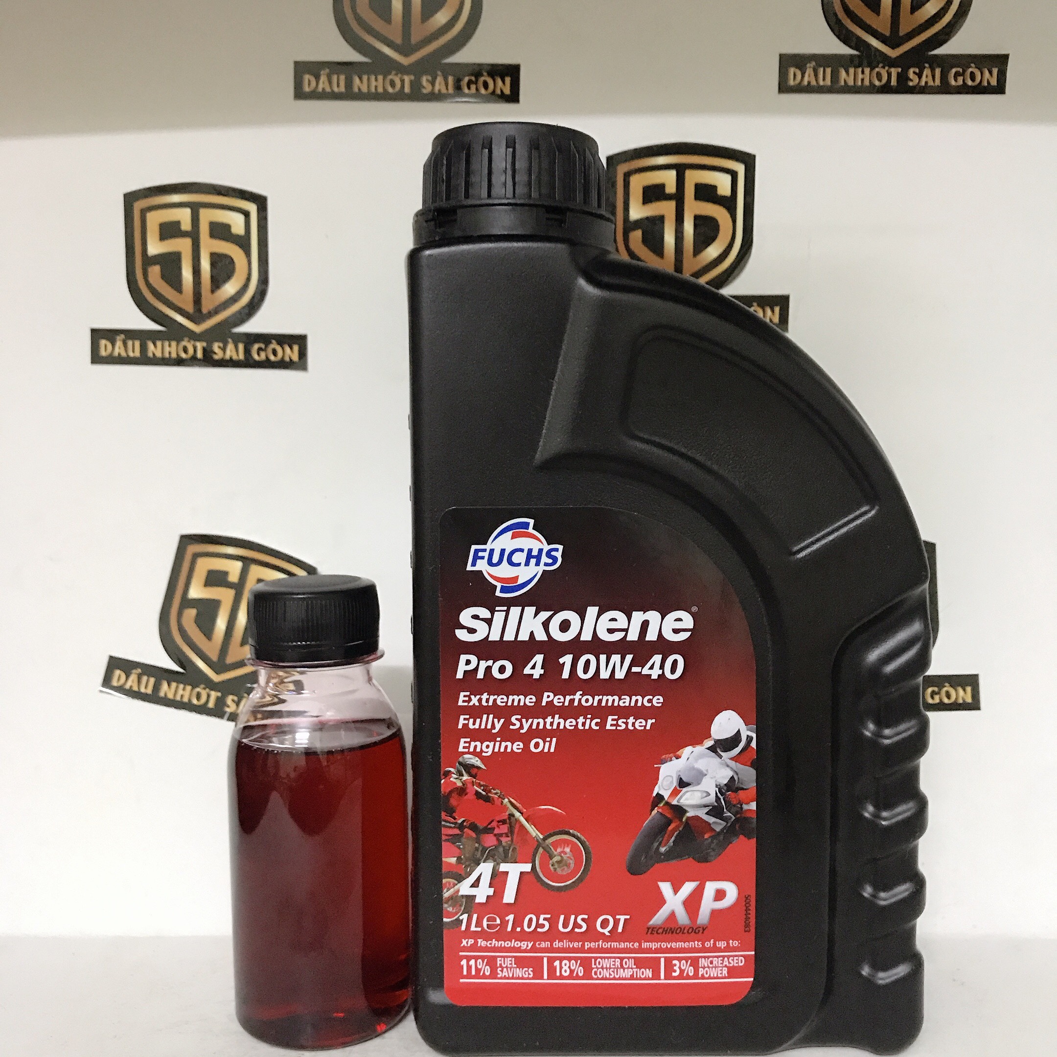 (SỈ LẺ HÀNG CHÍNH HÃNG+ GIÁ CỰC HỜI+DÙNG LÀ MÊ) Nhớt tổng hợp cao cấp Fuchs Silkolene Pro 4 10w40 CAN 4L chuyên dùng cho xe máy moto xe chạy bốc hơn vận hành êm ái