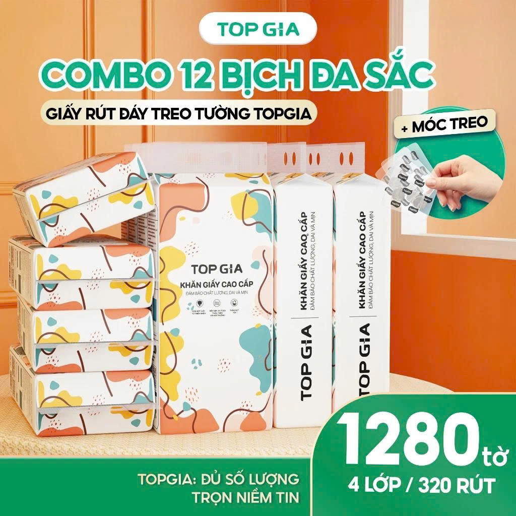  Giấy vệ sinh treo tường Top Gia 1280 tờ treo tường đa năng cao cấp tiện lợi siêu dai mềm mại 