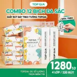 Giấy vệ sinh treo tường Top Gia 1280 tờ treo tường đa năng cao cấp tiện lợi, siêu dai, mềm mại