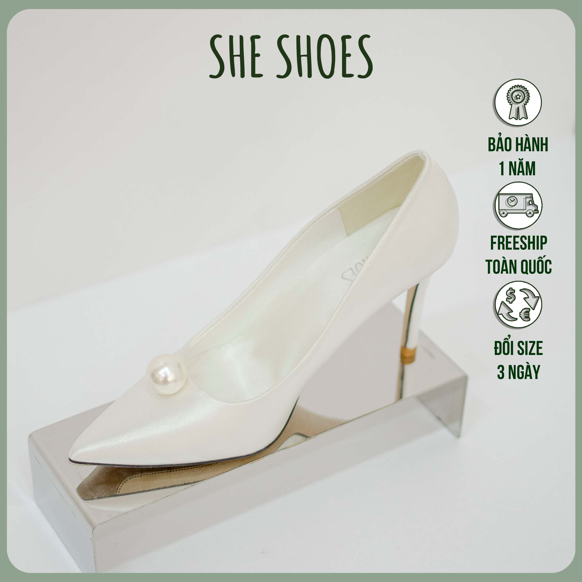 Giày cưới, giày cao gót lụa satin cao cấp , độc quyền bởi sheshoes