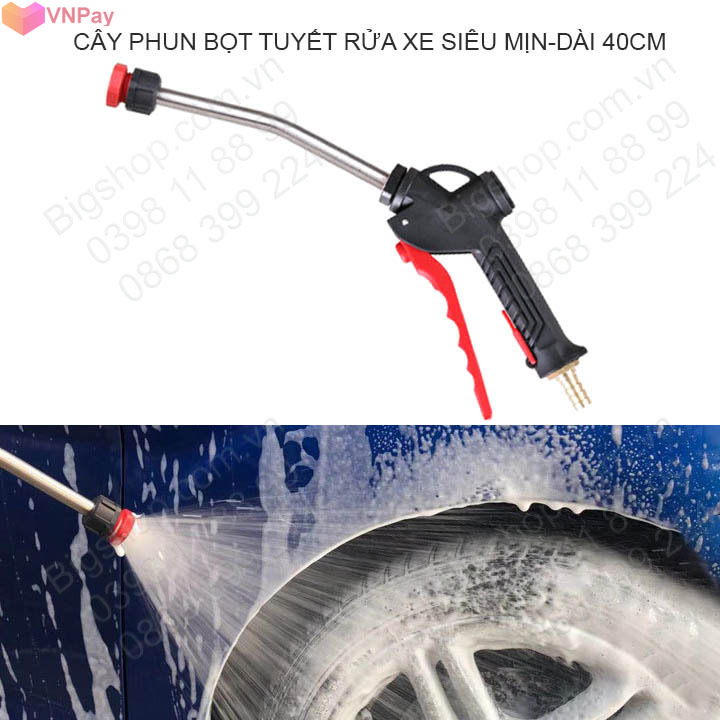 Súng phun bọt tuyết rửa xe siêu mịn, loại dài 40cm
