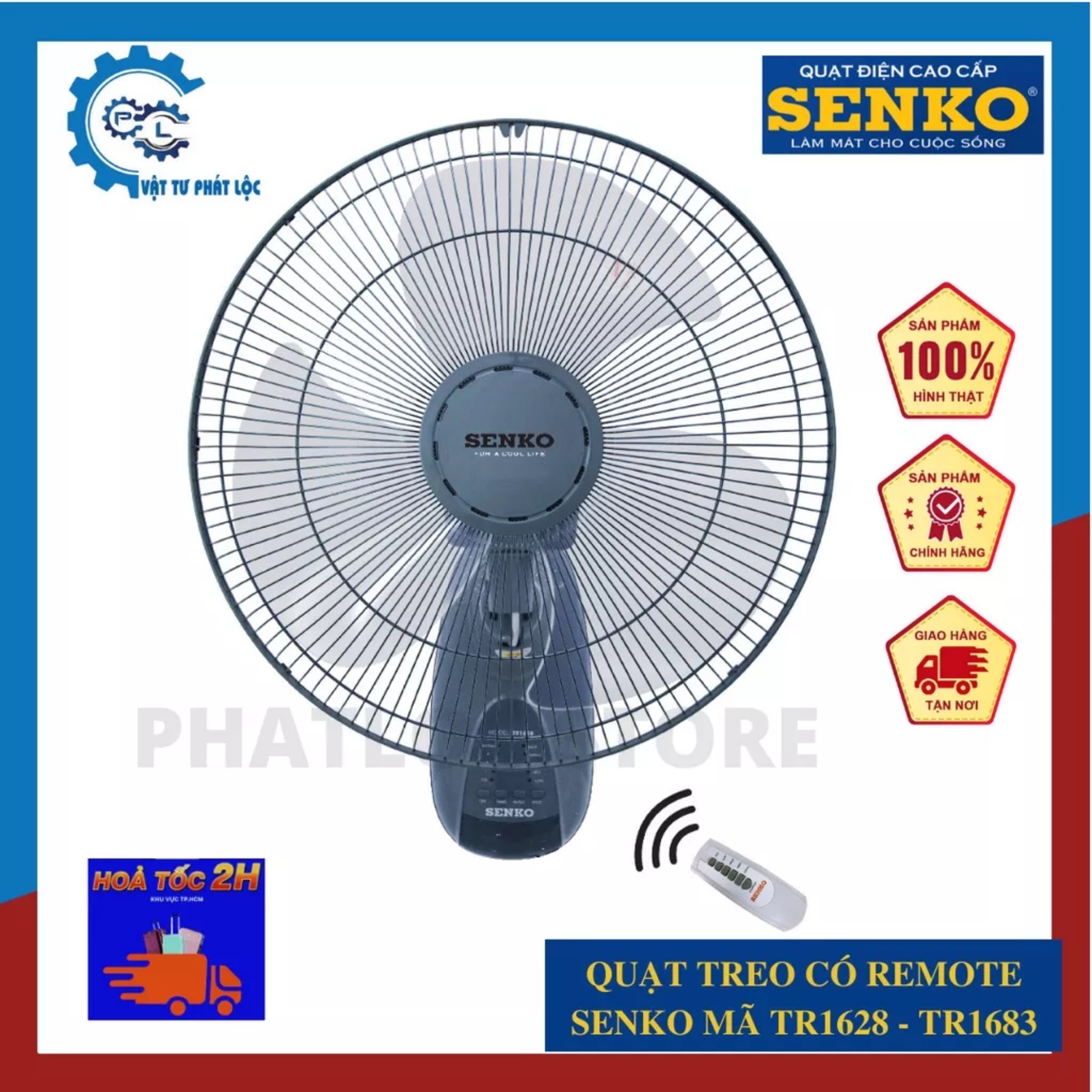 Quạt treo tường senko tr1683 và tr1628 - công suất 47w - đường kính 40cm