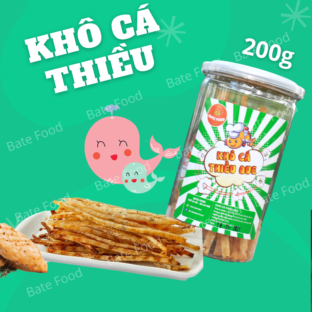 Khô cá thiều que bate food hũ 200g siêu ngon, đồ ăn vặt, khô cá thiều đặc sản phú quốc