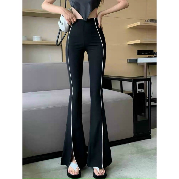 DIVA Beveda Quần tây nữ ống loe viền sọc lưng cao form chuẩn cực kì tôn dáng