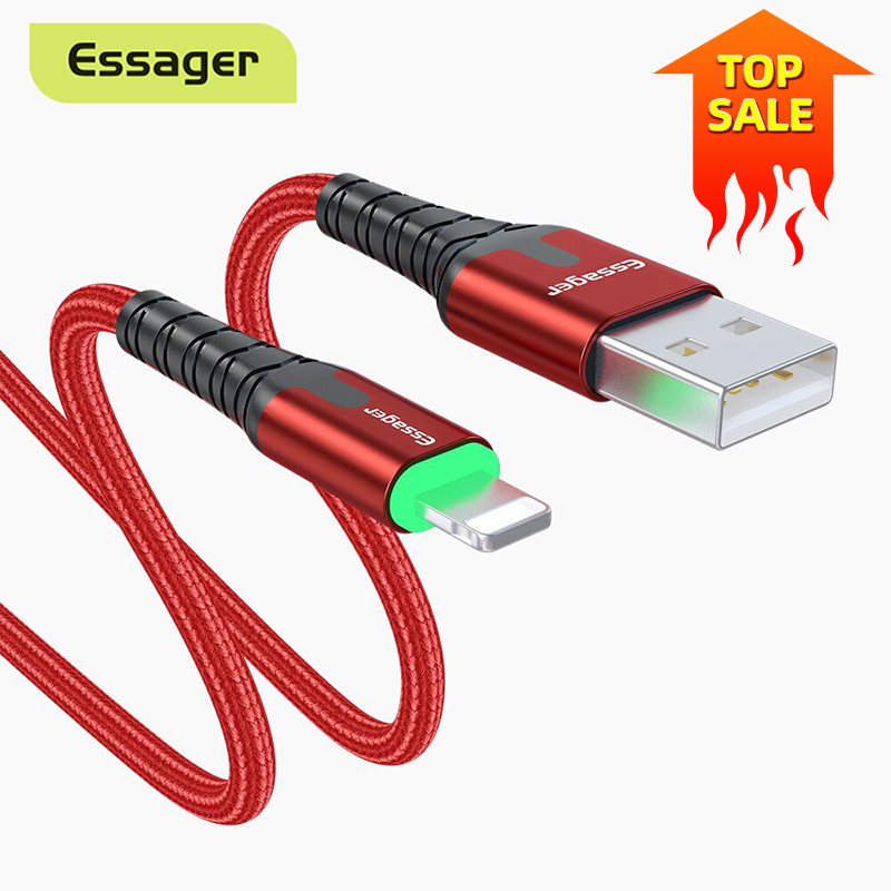Cáp sạc nhanh 2.4A ESSAGER Cáp Lightning 1m dành Tương thích với IPhone 12 11 Pro Xs Max Xr X 8 7 6 
