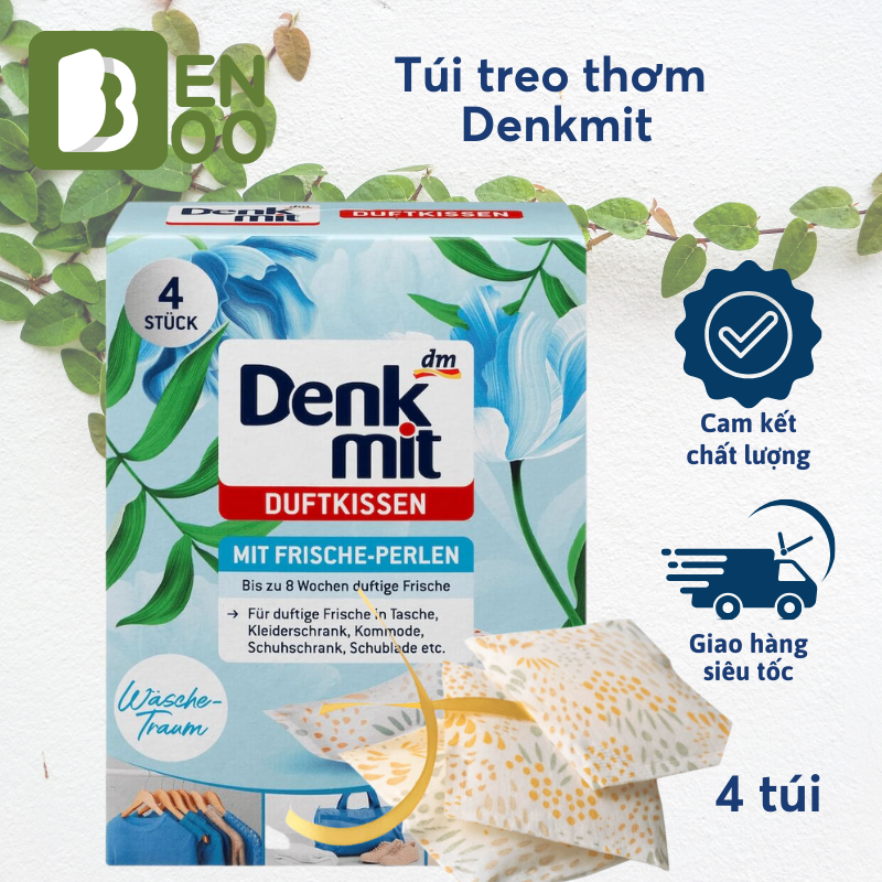 Túi thơm Denkmit Hộp 4 túi Tạo mùi hương tự nhiên treo tủ quần áo, treo phòng, tủ giày, nhà tắm lưu hương lâu chính hãng Đức
