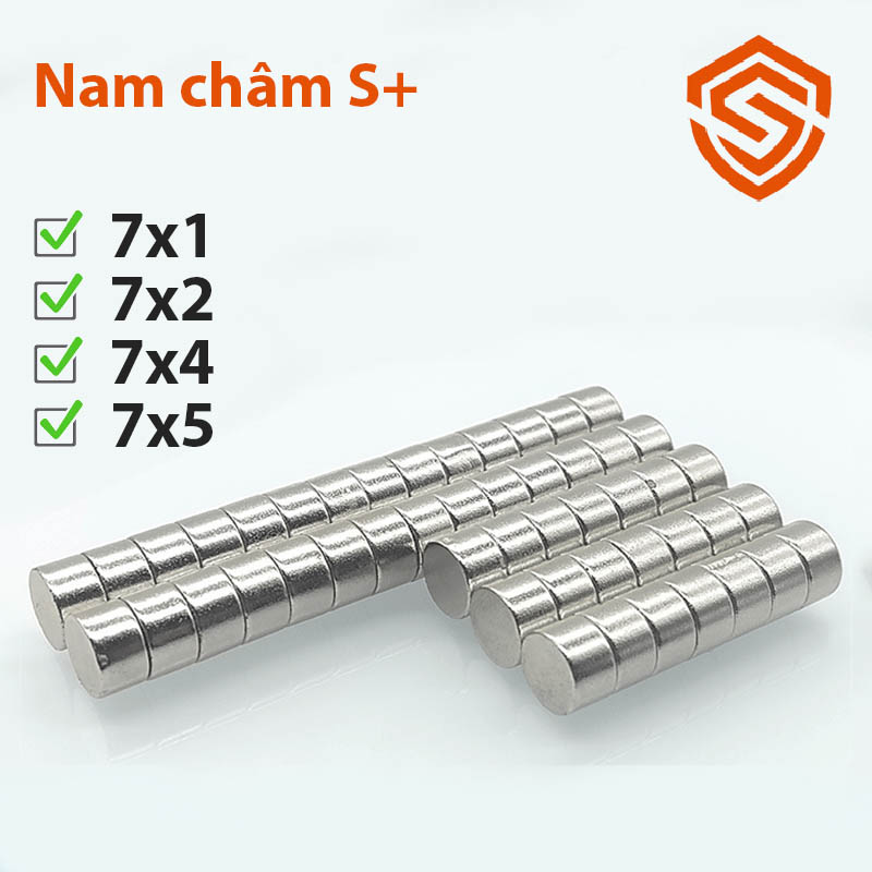 10 viên nam châm viên tròn 7x1/2/4/5mm loại nam châm đất hiếm