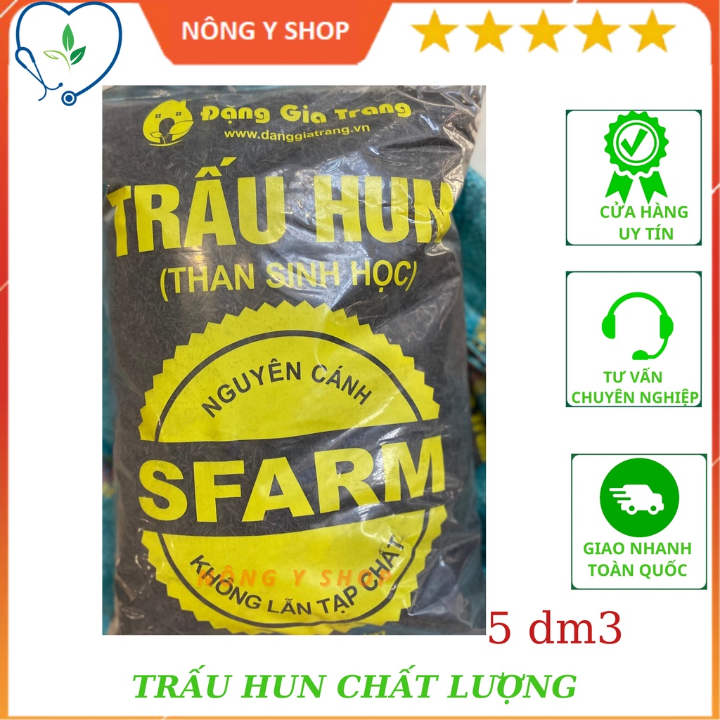 Giá thể trấu hun nguyên cánh sfarm túi 5dm3 - tro trấu
