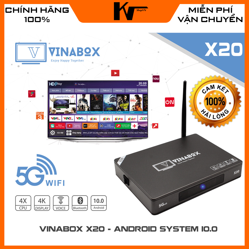 Đầu Android Vinabox X20 Siêu phẩm 2020 Ram 4GB Android 10 Wifi AC Bluetooth