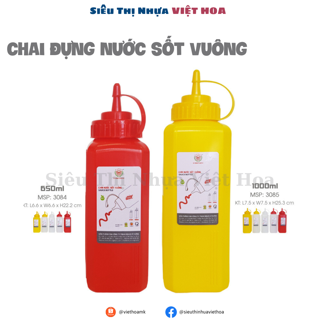 Chai đựng nước sốt, dụng cụ để làm thạch trân châu, thạch thủy tinh, Chai tương Vĩ Hưng