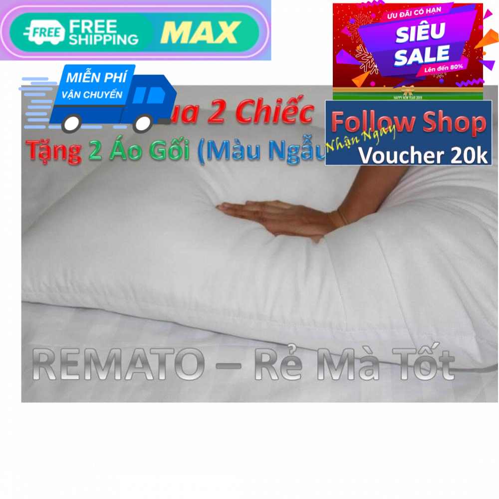 Ruột gối bông trắng 40x60cm - mua 02 chiếc tặng 02 vỏ gối