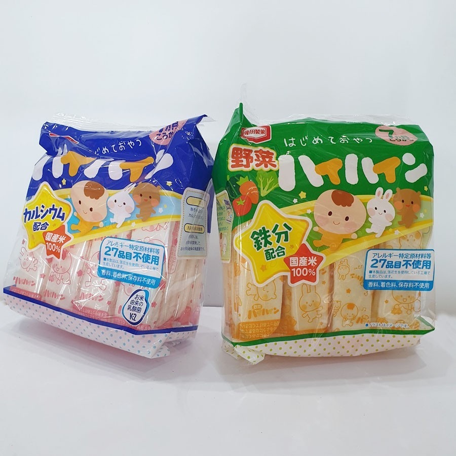 Bánh gạo ăn dặm Haihain Nhật Bản 53g bổ sung Canxi & sắt cho bé từ 7 tháng tuổi, bánh gạo Tươi Nhật Bản ,Bánh gạo cho bé ăn dặm