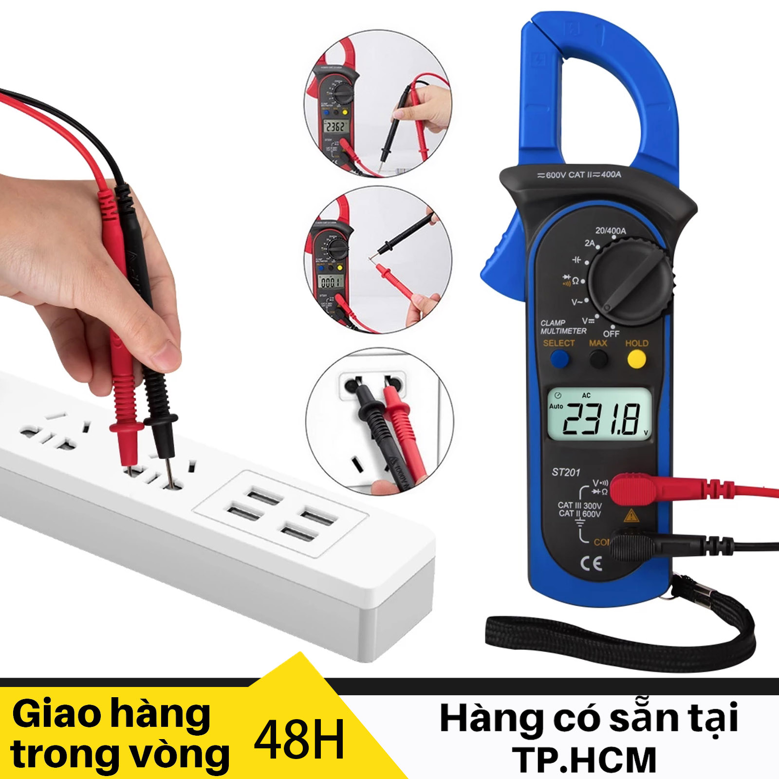 Kềm đo điện áp vạn năng 4000 số đếm ST201 Kẹp đo điện kỹ thuật số đa chức năng Đồng Hồ Vạn Năng Kỹ Thuật Số Kẹp Ampe Kế Transitor Thử Nghiệm Điện Áp