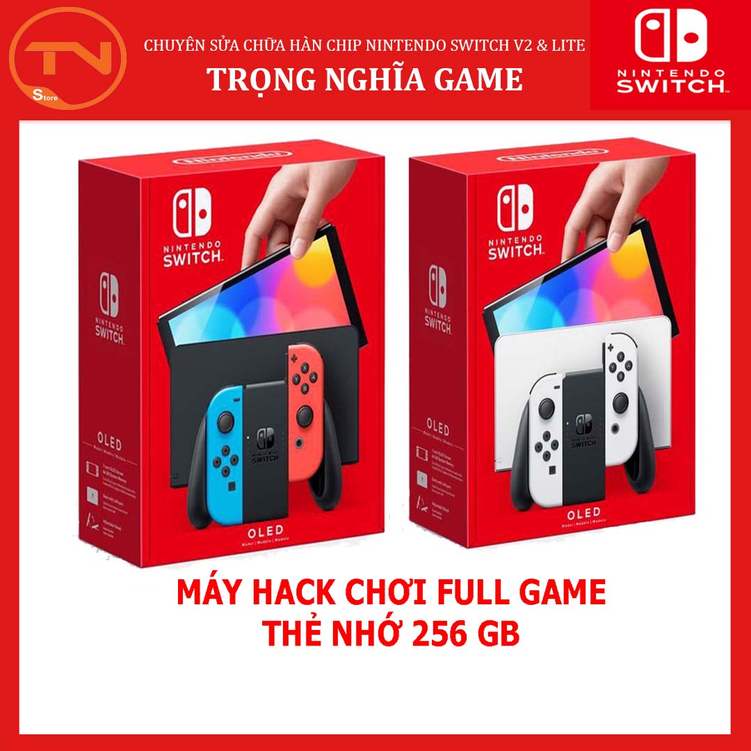 Máy Nintendo Switch Oled H.ack chơi full game mod chip V6 mới nhất. - Tặng miếng dán cường lực & bọc Analog - Bảo hành 3 tháng
