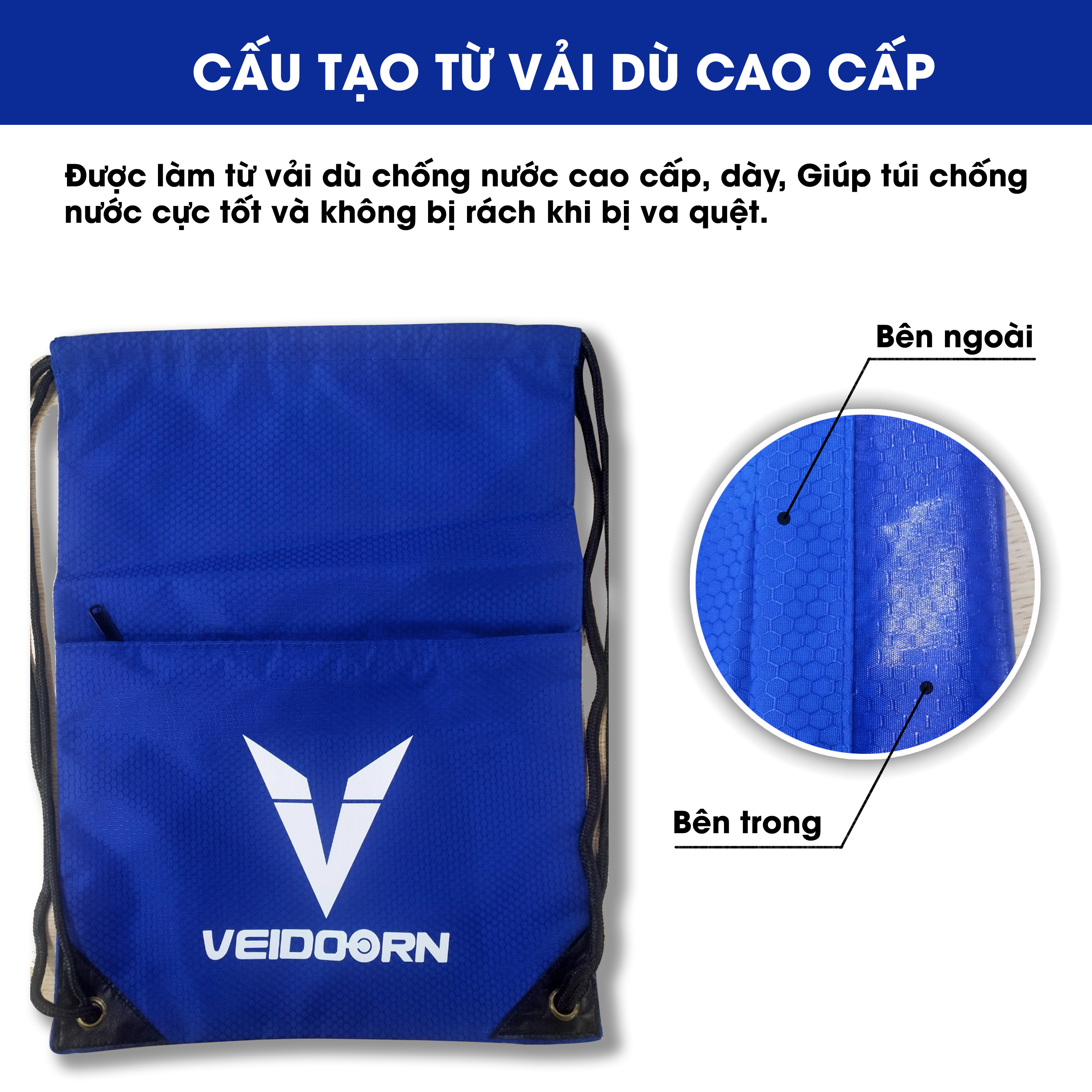 Túi thể thao dây rút chống nước veidoorn chất liệu cao cấp - ambervietnam
