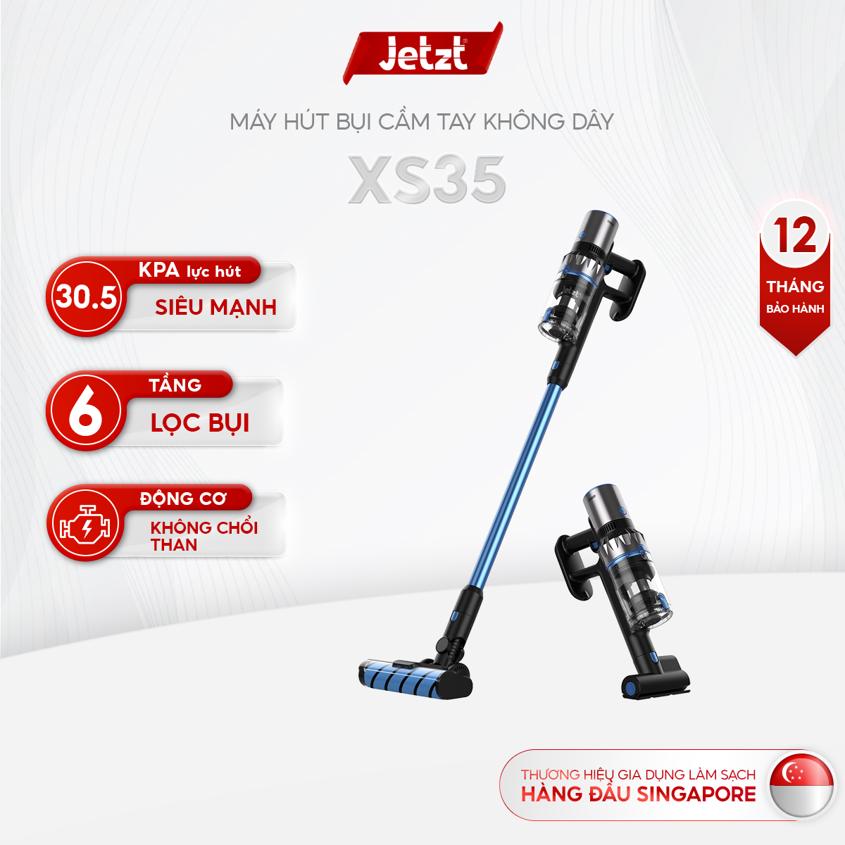 Máy hút bụi cầm tay không dây đa năng công nghệ mới 4in1 JETZT XS35