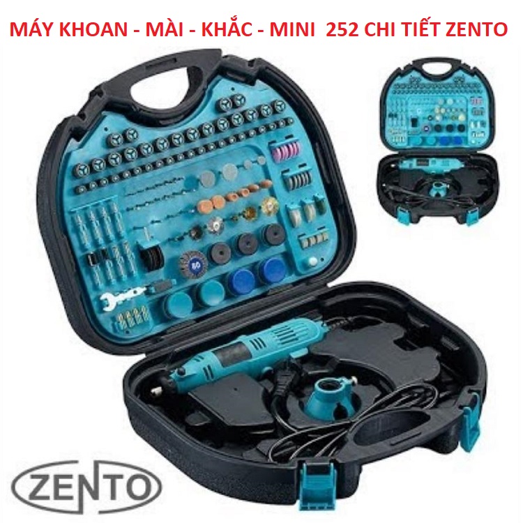 Bộ máy mài, máy khoan cắt đa năng 252 chi tiết, dụng cụ chà nhám điêu khắc gỗ đá đa năng hãng zento - máy mài góc - máy mài cầm tay
