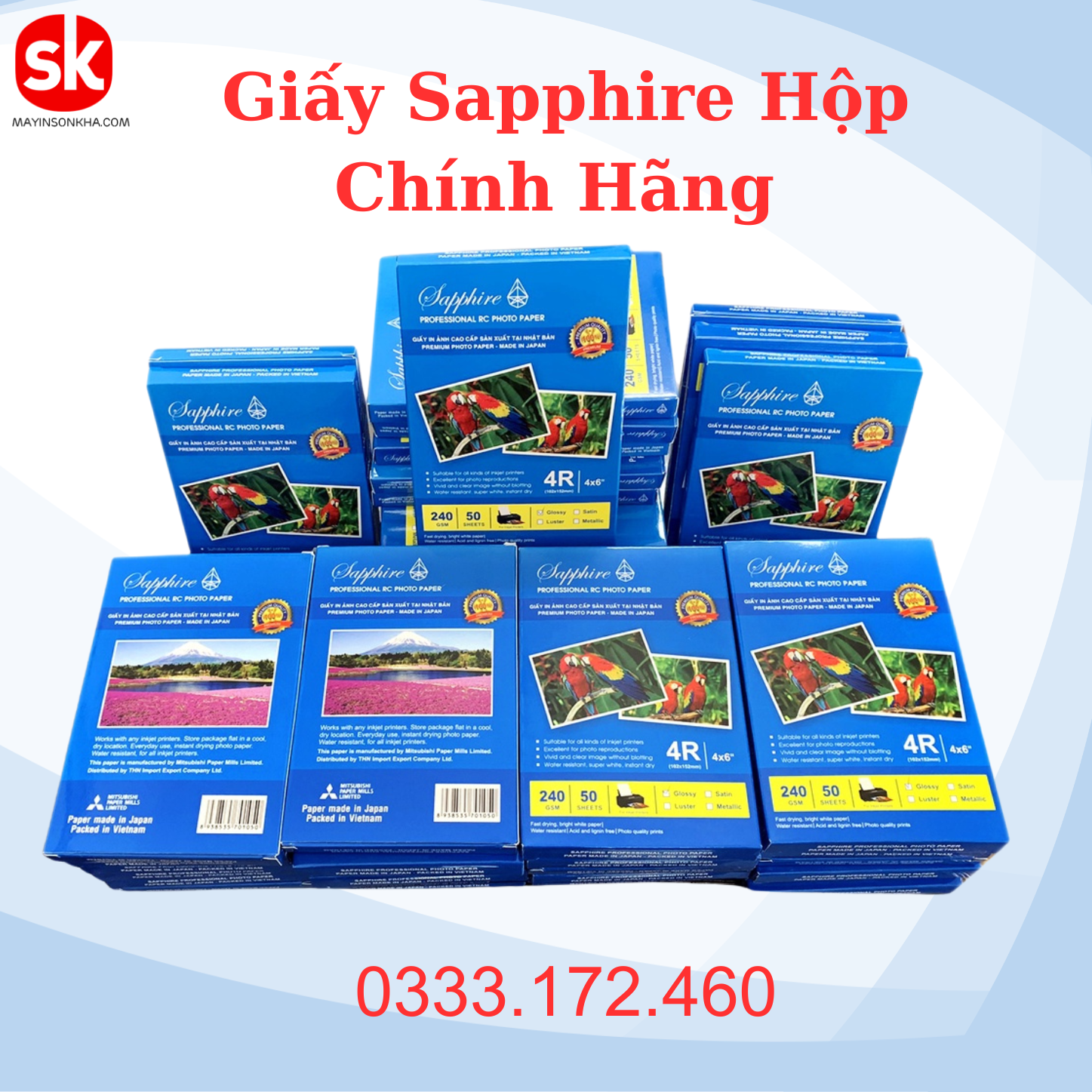 Giấy in Ảnh Sapphire Lụa 230g Nhiều Kích Thước