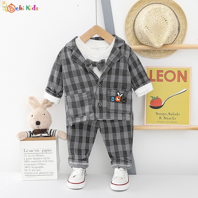 Bộ vest trẻ em 3 món cho bé từ 7 tháng đến 4 tuổi , quần áo trẻ em , thời trang trẻ em B290