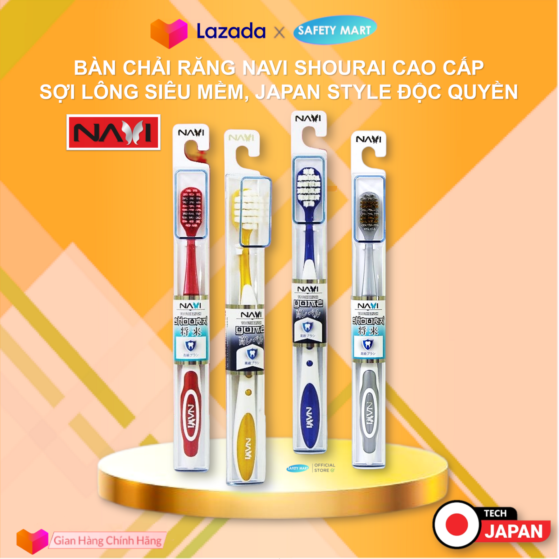 Bàn chải Navi Shourai cao cấp (màu ngẫu nhiên) Japan Style, lông bàn chải siêu mềm, Bàn chải đánh răng Navi Shourai cao cấp chải sạch răng miệng sâu bên trong bảo vệ răng miệng hoàn hảo - Hàng chính hãng SafeMall