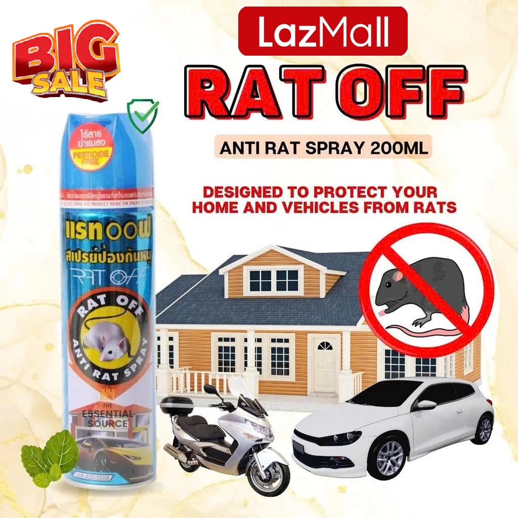  #vip 1 LazMall Chai Xịt Đuổi Chuột Nội Địa Thái Lan RAT OFF ANTI RAT SPRAY 300ml ĐTuổi Sạch Chuột Tiêu Diệt Chuột Sau 1 Tuần Xịt Kéo Dài Vài Tháng Trời Chuột Không Dám Quay Lại. 