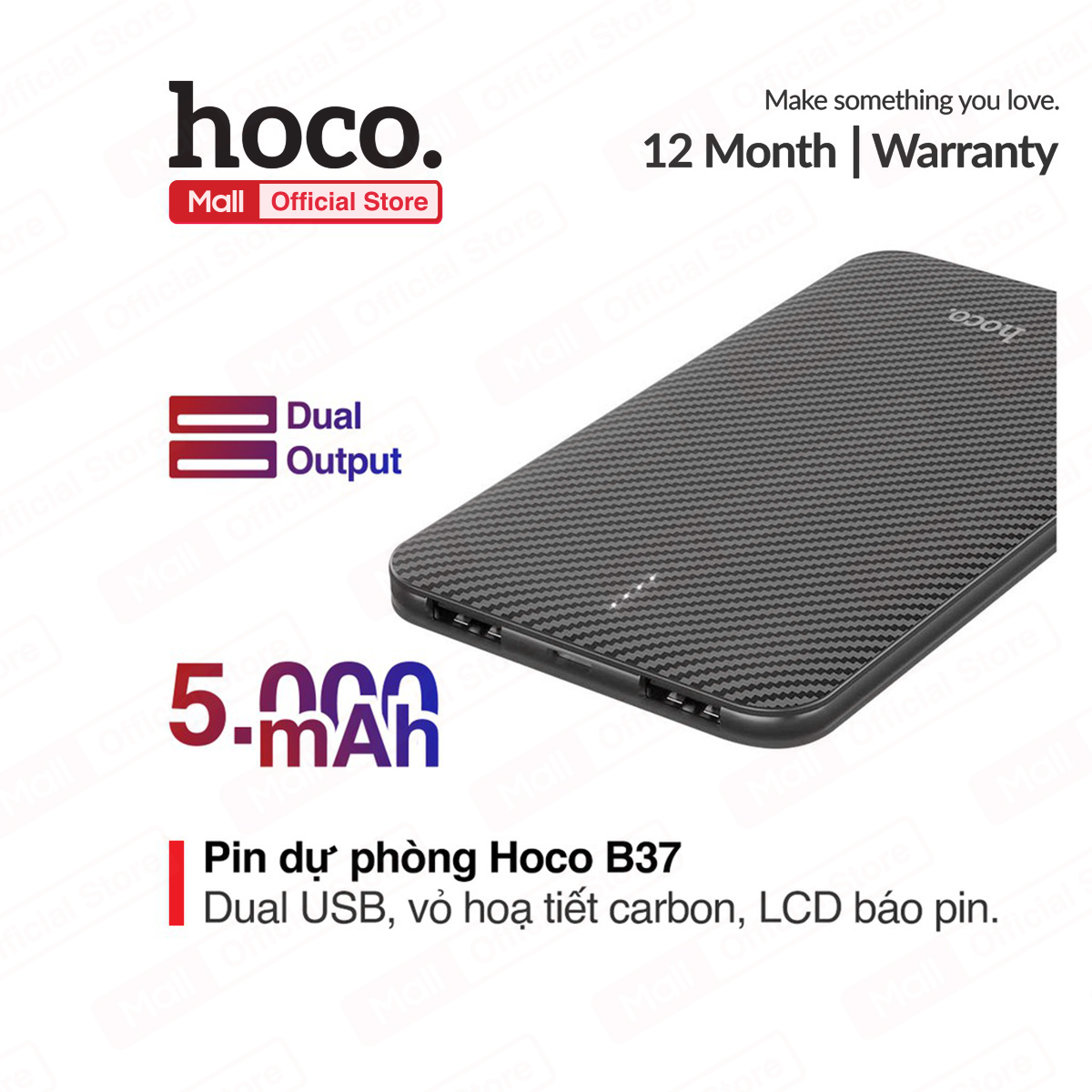 [HCM]Sạc Dự Phòng Hoco B37 - Dung lượng 5000 mAh