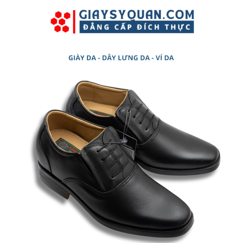 Giày Nam Công Sở Hiện Đại Đế Tăng Chiều Cao Màu Đen Thiết Kế Kiểu Oxford Hiện Đại