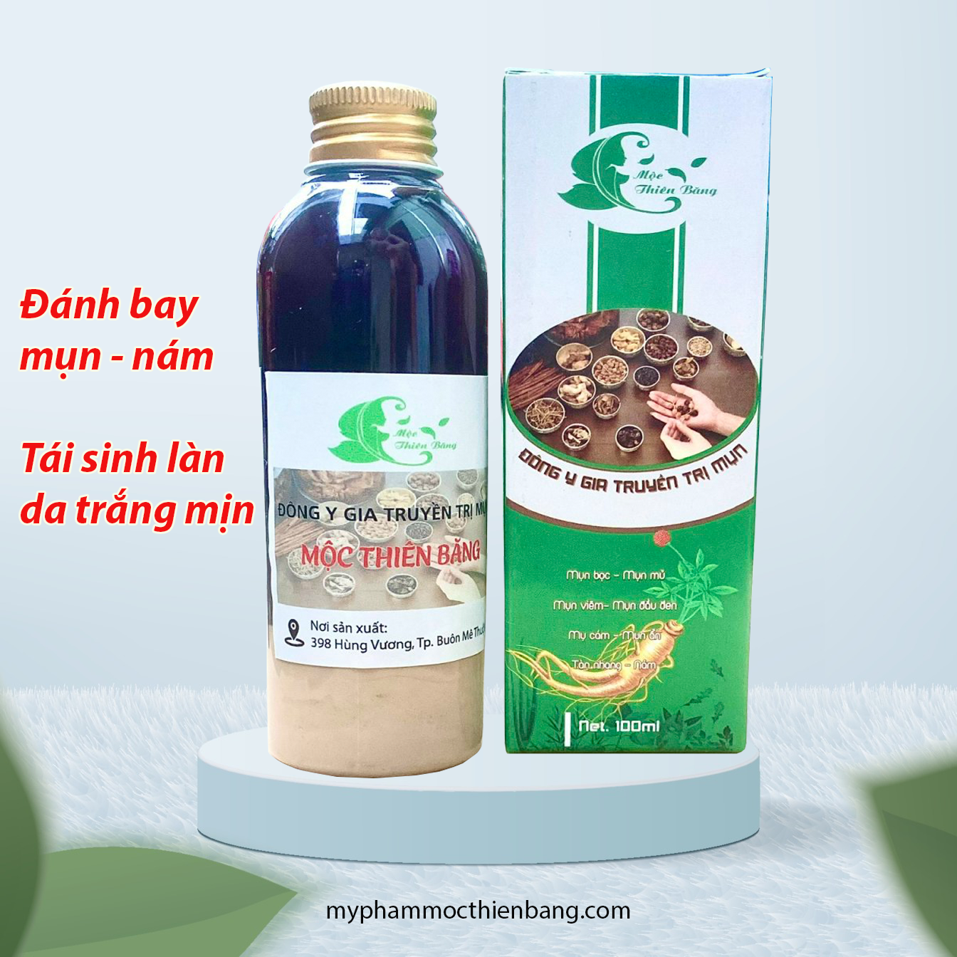 [HCM]ĐÔNG Y TÁI TẠO DA- Mộc Thiên Băng đánh bay mụn nám tàn nhang sạch nhờn chai 100ml