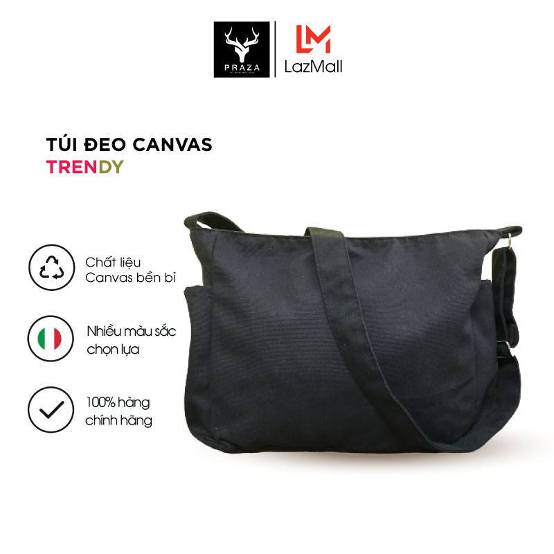 Túi đeo vải canvas thời trang hàn quốc trendy praza - dc130