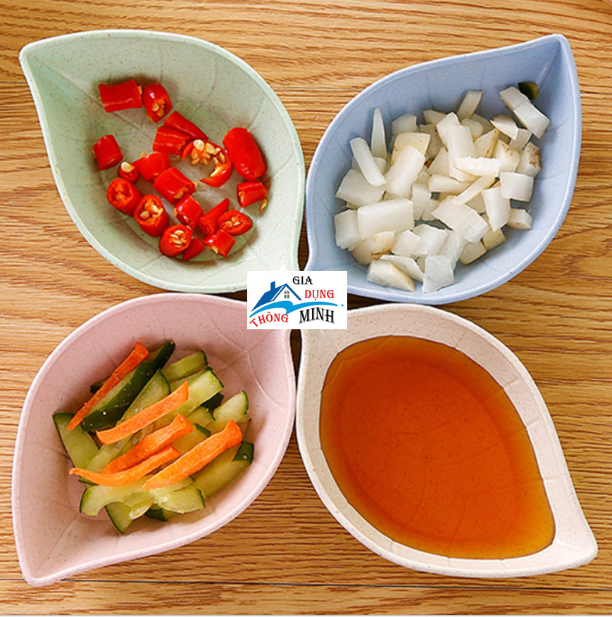 Đĩa đựng gia vị, nước chấm nhiều màu hình lá - Bát đựng gia vị, nước chấm bằng lúa mạch