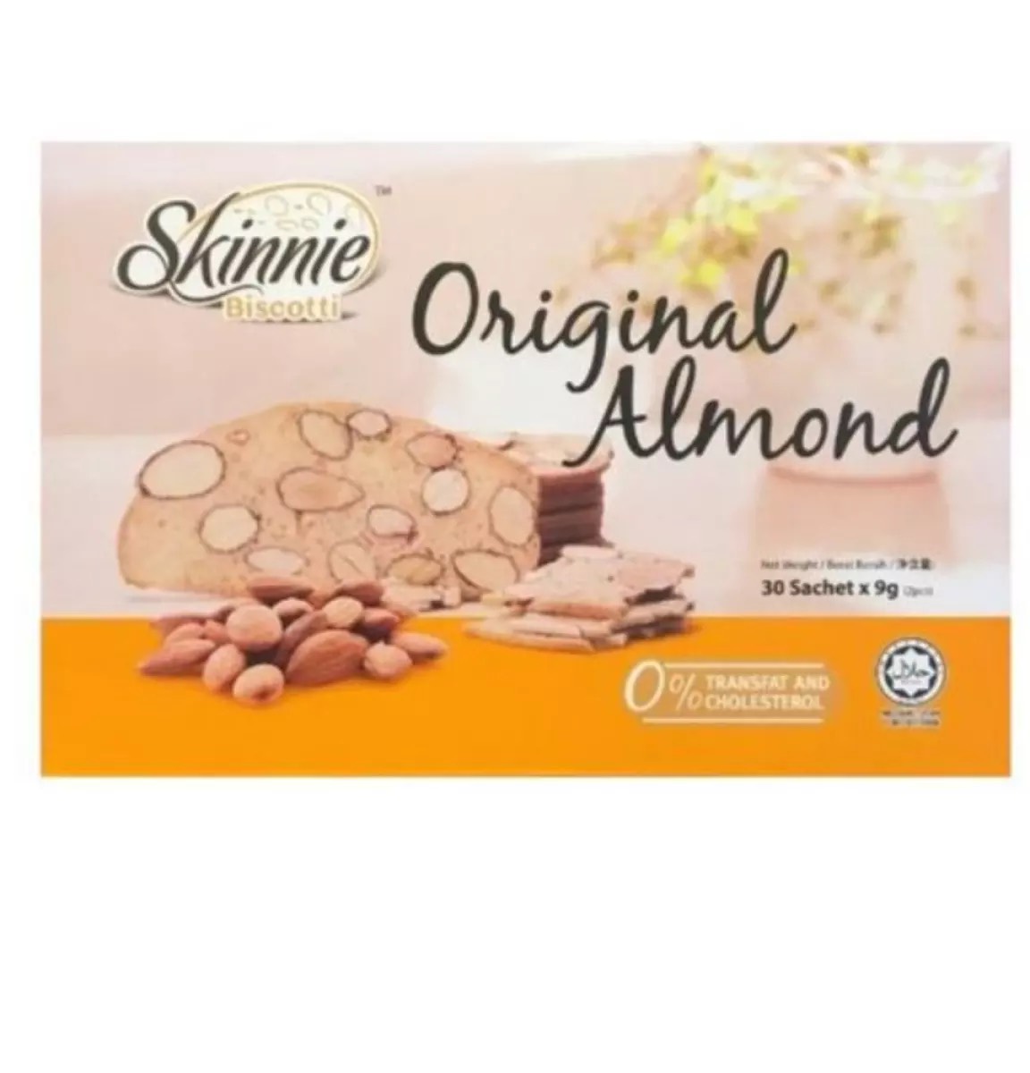 Bánh hạnh nhân Skinnie Biscotti hộp 270gr (30 gói)- đồ ăn vặt