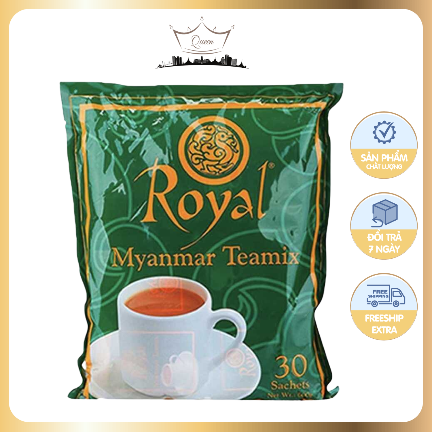 Trà sữa tự pha royal teamix myanmar túi lớn 30 gói date 2024 chính hãng queen myanmar