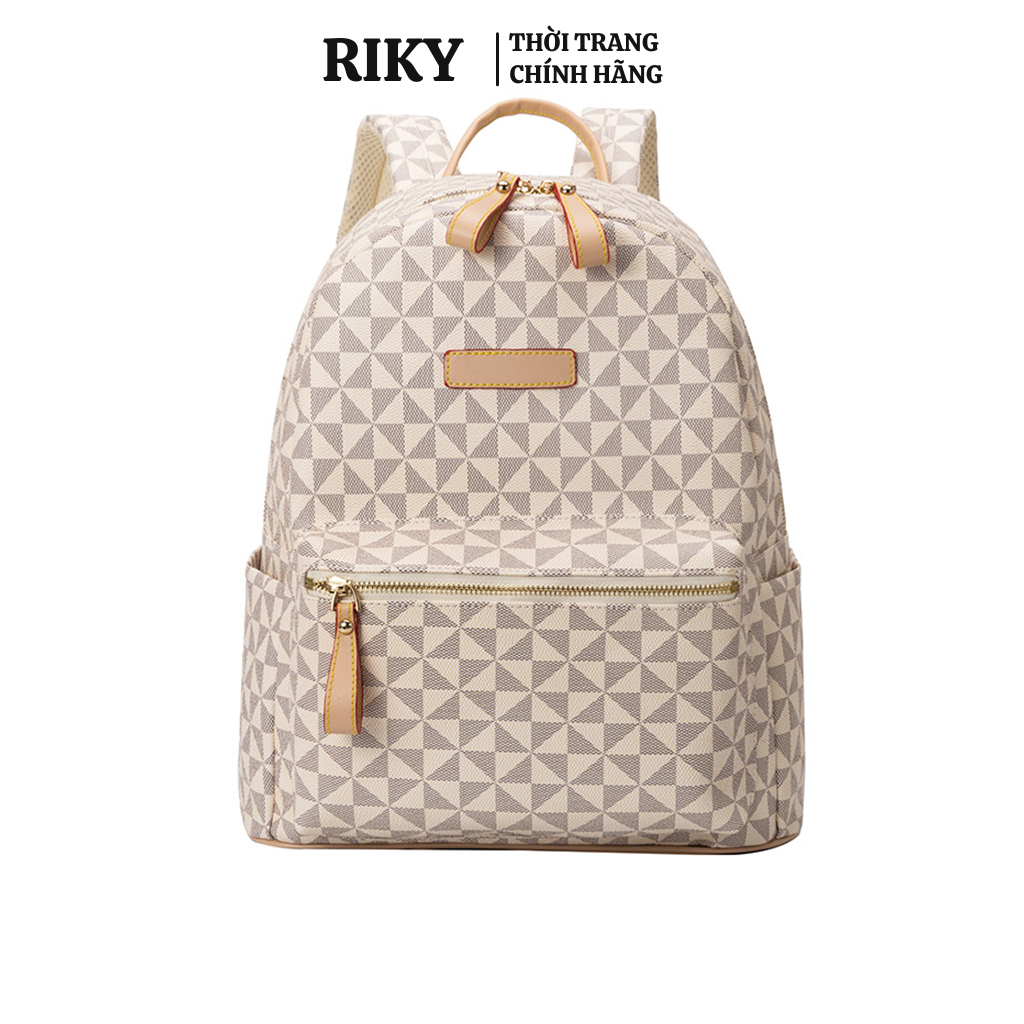 Balo nữ đi học RIKY, Balo da pu cao cấp chống nước, Cặp đi học thời trang unisex phong cách Hàn Quốc đựng laptop